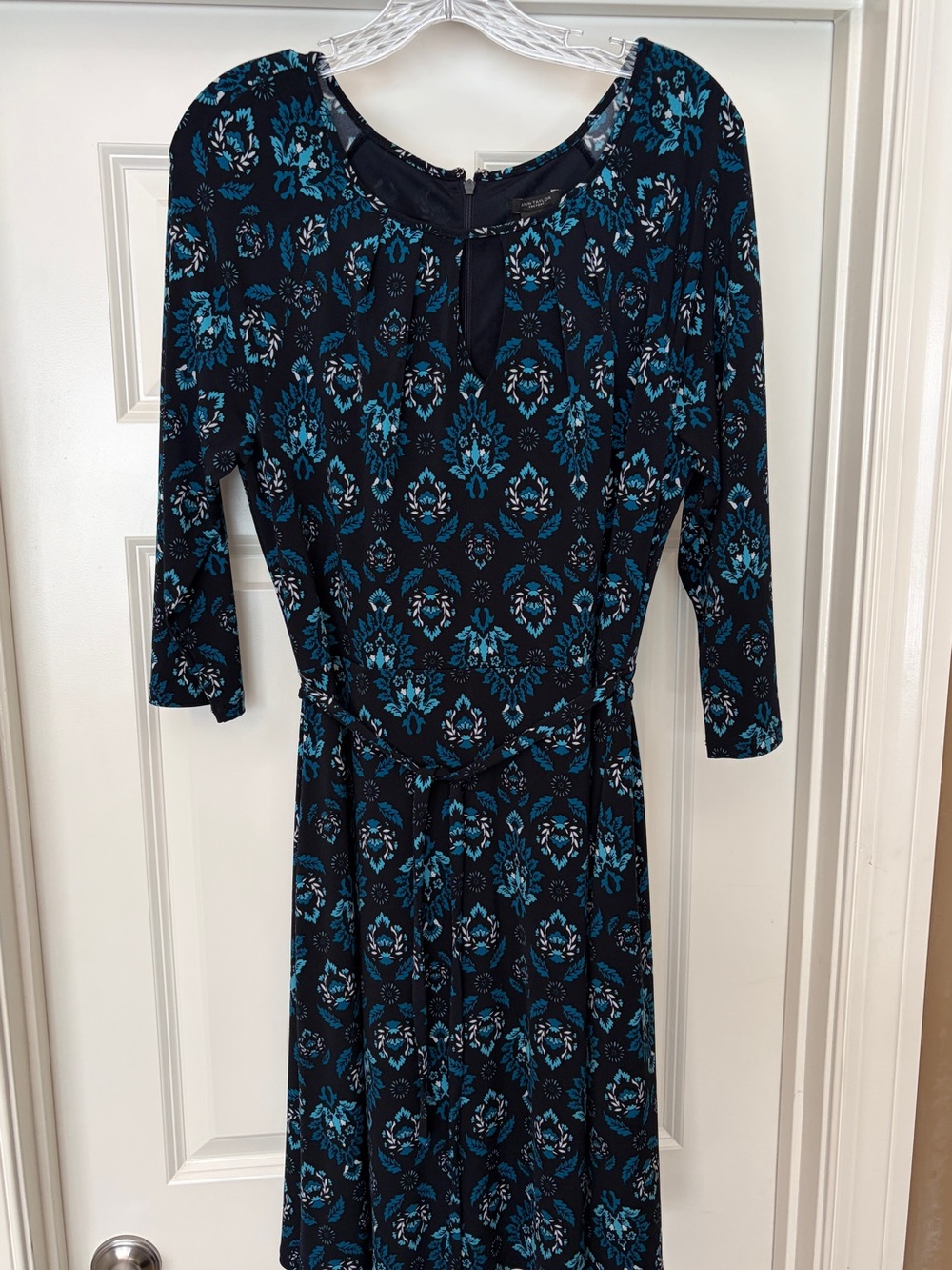 Ann Taylor Factory Navy Dress with Teal Floral Print